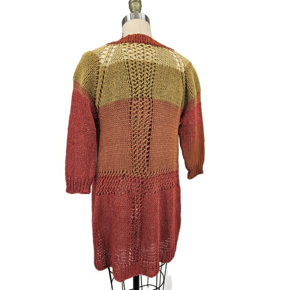 New Handmade Crotchet Cardigan Sweater Girls 5-7 Orange Yellow Duster - Picture 3 of 5